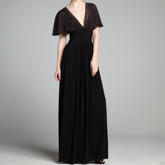 BCBG black lace back deep v gown - Picture 1 of 5